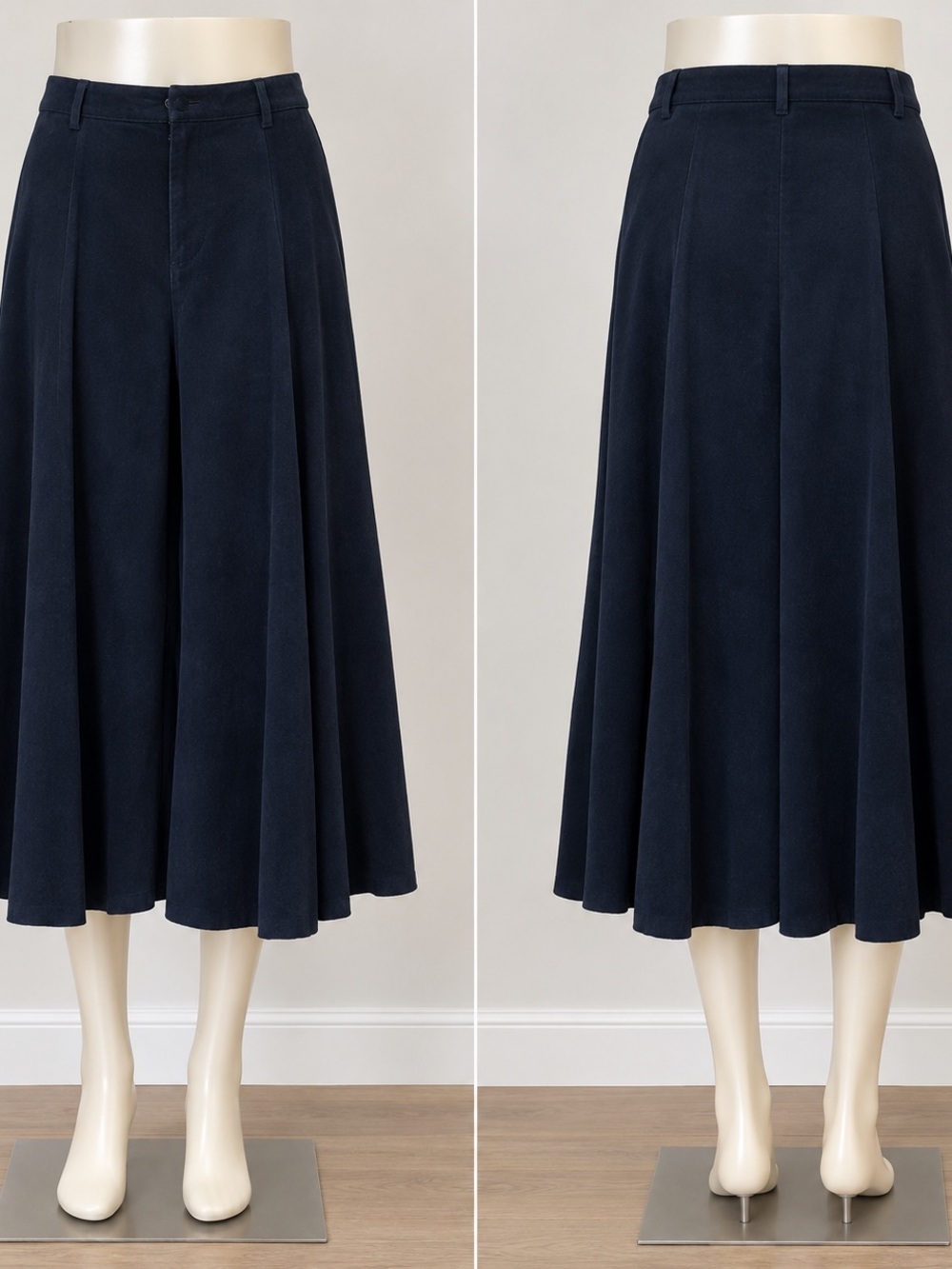 Women's Black Midi Flared Skirt